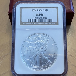 2004 American Eagle Silver One Ounce Certified / Slabbed MS69-008