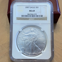 2007 American Eagle Silver One Ounce Certified / Slabbed MS69-370