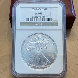 2008 American Eagle Silver One Ounce Certified / Slabbed MS69-143