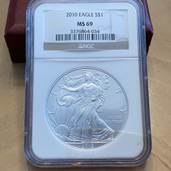 2010 American Eagle Silver One Ounce Certified / Slabbed MS69-034