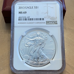 2013 American Eagle Silver One Ounce Certified / Slabbed MS69-107