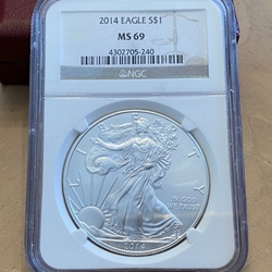 2014 American Eagle Silver One Ounce Certified / Slabbed MS69-240