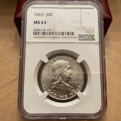 1963 Franklin Half Dollar-MS63-137