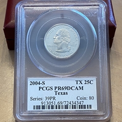 2004-S Washington State Quarter, Clad, Texas, PR69DCAM