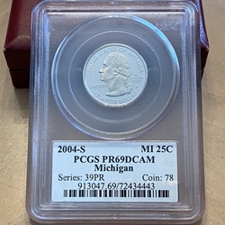 2004-S Washington State Quarter, Clad, Michigan, PR69DCAM