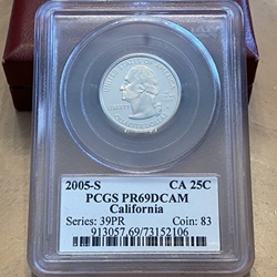 2005-S Washington State Quarter, Clad, California, PR69DCAM