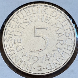 1974G Germany, 5 Deutsche Mark, KM112