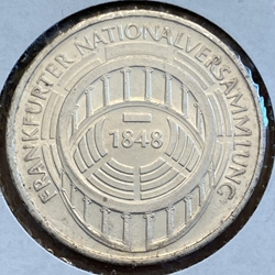 1973-G Germany, 5 Deutsche Mark Frankfurter Nationalversammlung, KM137