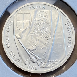 1990-J Germany, 10 Deutsche Mark 800 Years Teutonic Order