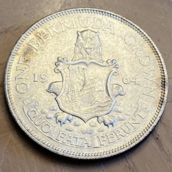 1964 Bermuda, 1 Crown, ASW: 0.3636oz, KM 14