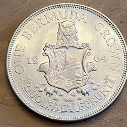 1964 Bermuda, 1 Crown, ASW: 0.3636oz, KM 14