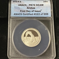 2014-S America the Beautiful Quarter, Clad, Arches National Park, PR70DCAM