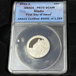 2012-S America the Beautiful Quarter, Clad, Acadia National Park, PR70DCAM