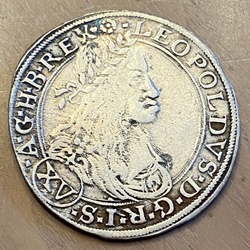 1663 Austrian 15 Kreuzer - Leopold I Vienna, CA Vienna Mint, KM 1198