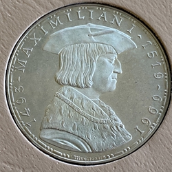 1969 Austria, 50 Schilling Maximilian I, KM# 2906, ASW: 0.5787oz