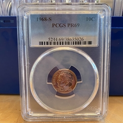 1968-S Roosevelt Dime, PCGS PR69