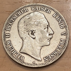 1902-A Germany Preussen (Prussia), 5 Mark, J-104