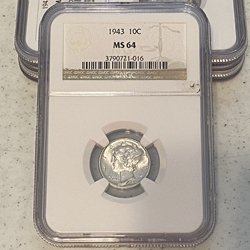 1943 Mercury Dimes MS 64-016