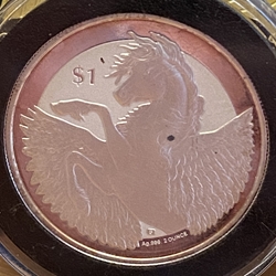 2018 British Virgin Islands, 1 Dollar - Elizabeth II Pegasus; Piedfort 2oz Reverse Frosted Silver Bullion