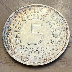 1965F Germany, 5 Deutsche Mark, KM112