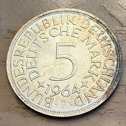 1964F Germany, 5 Deutsche Mark, KM112