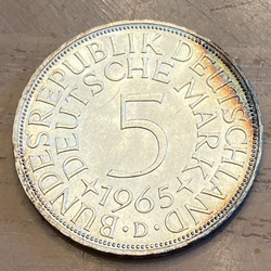 1965D Germany, 5 Deutsche Mark, KM112