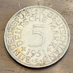 1951F Germany, 5 Deutsche Mark, KM112