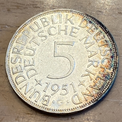 1951G Germany, 5 Deutsche Mark, KM112