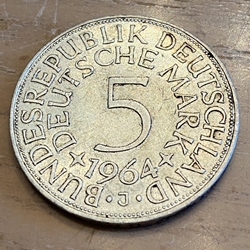 1964J Germany, 5 Deutsche Mark, KM112