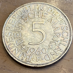 1960F Germany, 5 Deutsche Mark, KM112