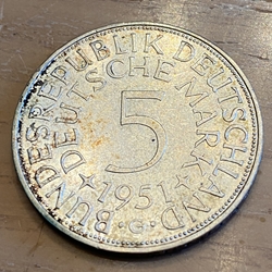 1951G Germany, 5 Deutsche Mark, KM112