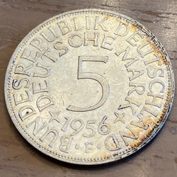 1956F Germany, 5 Deutsche Mark, KM112