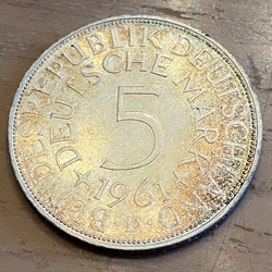 1961D Germany, 5 Deutsche Mark, KM112