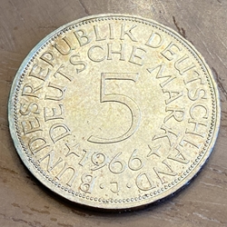 1966J Germany, 5 Deutsche Mark, KM112