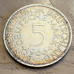 1966D Germany, 5 Deutsche Mark, KM112