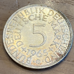 1965G Germany, 5 Deutsche Mark, KM112