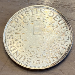 1966G Germany, 5 Deutsche Mark, KM112