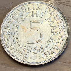 1966F Germany, 5 Deutsche Mark, KM112