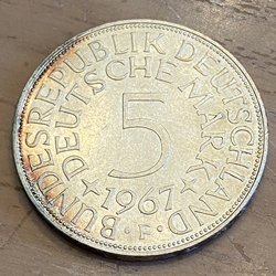 1967F Germany, 5 Deutsche Mark, KM112