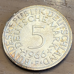 1966F Germany, 5 Deutsche Mark, KM112