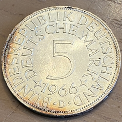 1966D Germany, 5 Deutsche Mark, KM112