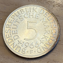 1966F Germany, 5 Deutsche Mark, KM112