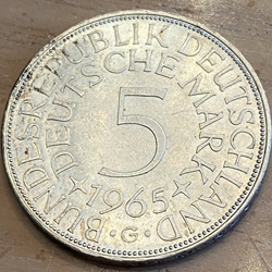 1965G Germany, 5 Deutsche Mark, KM112