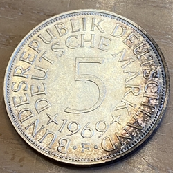 1969F Germany, 5 Deutsche Mark, KM112