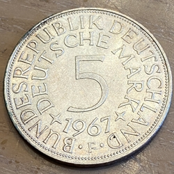 1967F Germany, 5 Deutsche Mark, KM112