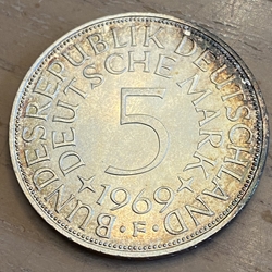 1969F Germany, 5 Deutsche Mark, KM112