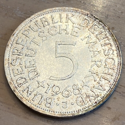 1968J Germany, 5 Deutsche Mark, KM112