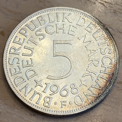 1968F Germany, 5 Deutsche Mark, KM112