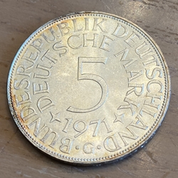 1971G Germany, 5 Deutsche Mark, KM112