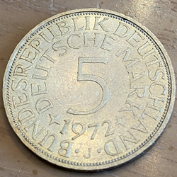 1972J Germany, 5 Deutsche Mark, KM112